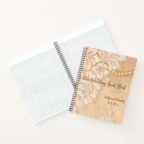 Our Wedding Guest Book Lace and Pearls