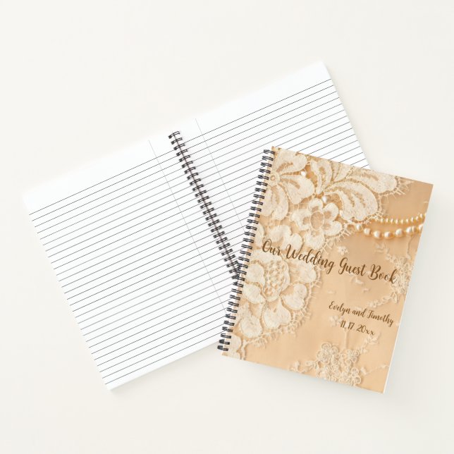 Our Wedding Guest Book Lace and Pearls (Inside)