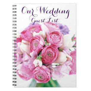 Our Wedding Guest List Pink Flowers Noetbook Notebook