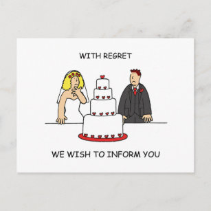 Our Wedding is Canceled, Humorous Couple. Announcement Postcard