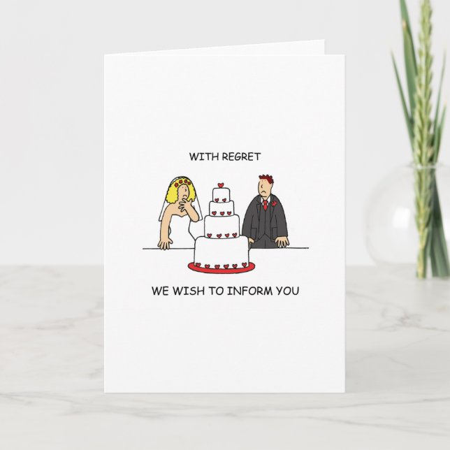 Our Wedding is Cancelled, Humorous Couple. Announcement (Front)