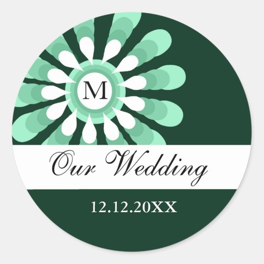 Our Wedding Monogram Stickers(10) Trendy Floral Classic Round Sticker