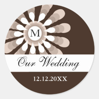 Our Wedding Monogram Stickers(8)Modern Flower Classic Round Sticker