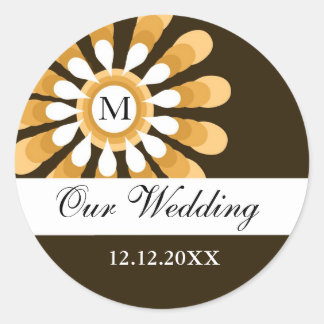 Our Wedding Monogram Stickers(9)Modern Flower Classic Round Sticker