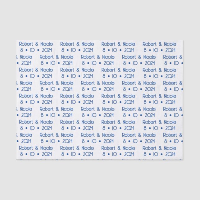 Our Wedding - Name & Date Tissue Paper, White Paper (Front)