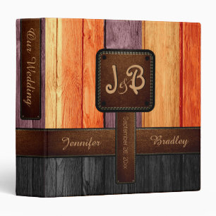 Our Wedding   Orange and Black Wood Album 3 Ring Binder