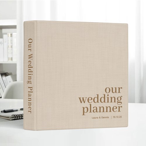 Our Wedding Planner Simple Elegant Beige Linen