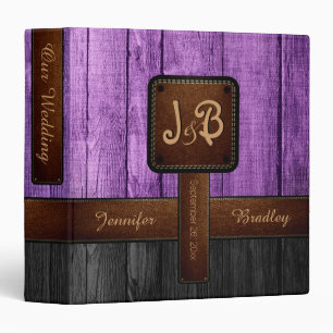Our Wedding   Purple and Black Wood Album 3 Ring Binder