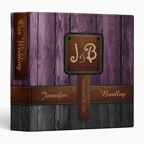 Our Wedding  Purple and Black Wood Album Binder