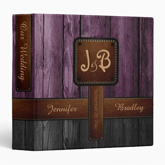 Our Wedding | Purple and Black Wood Album Binder (Front/Spine)