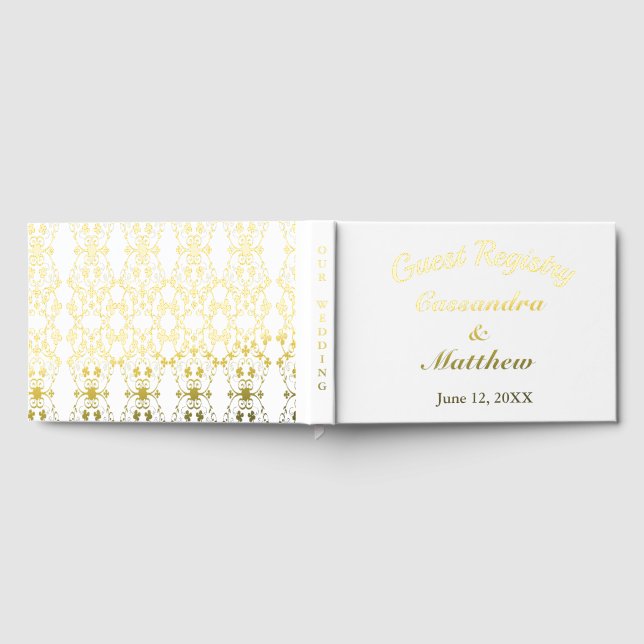 Our Wedding Registry Floral Vine Gold Foil & White Foil Guest Book (Full)