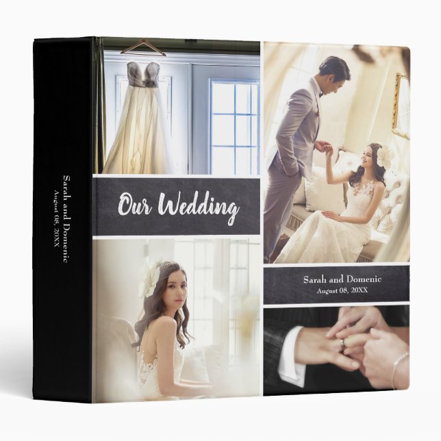 Our Wedding Rustic Wedding Photo collage 3 Ring Binder (Front/Spine)