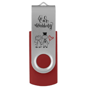 Our Wedding Stick Figure Bride and Groom Flash Drive