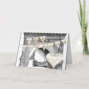 OUR WEDDING Vintage French Bunting Card or Invite