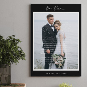 Our Wedding Vows Script & Minimal Black Frame Canvas Print