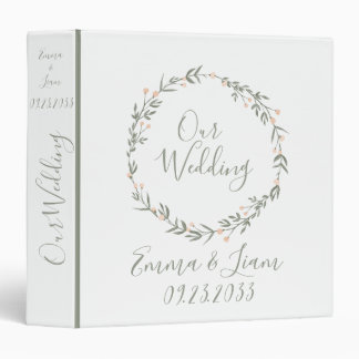 Our Wedding Watercolor Greenery Names Keepsake 3 Ring Binder