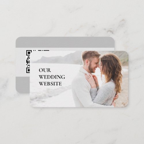 Our wedding website QR code custom photo scan here Enclosure Card