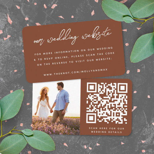 Our Wedding Website  QR Code Simple Photo RSVP Enclosure Card