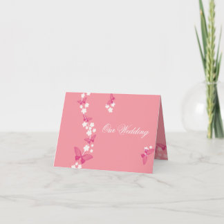 Our Wedding - White flowers and butterflies Card