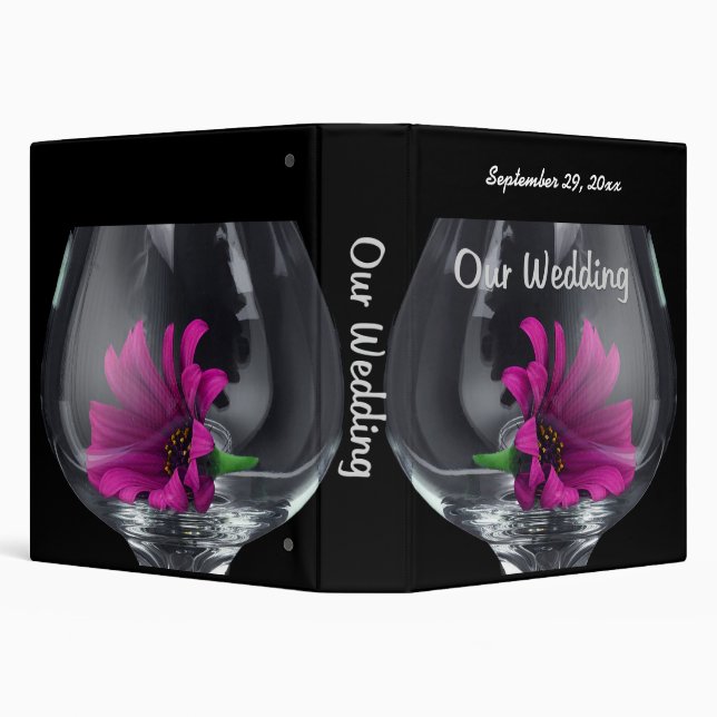 Our Wedding Wine Glass Pink Daisy Binder (Background)