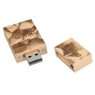 Our Wedding with Date, USB flash drive Beach Shell