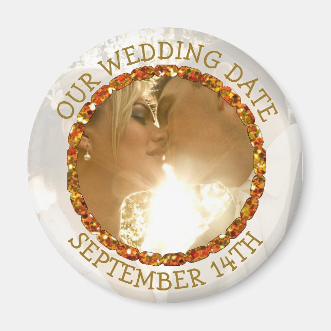 Our Weddng Date Personalized Reminder Magnet (Front)