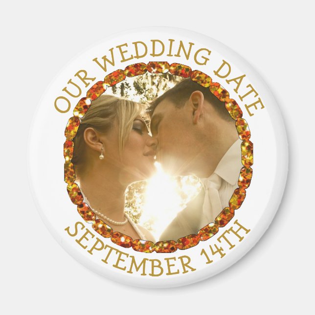 Our Weddng Date Personalized Reminder Magnet (Front)