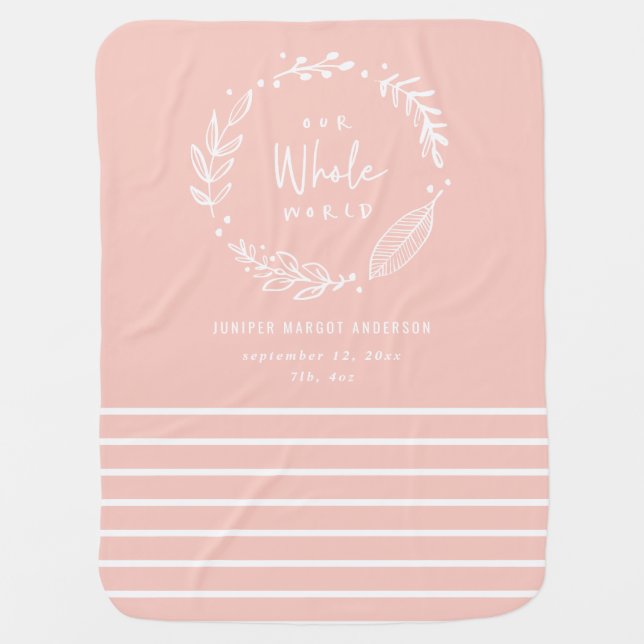 Our whole world stripe + floral baby blanket (Front)