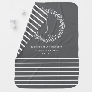Our whole world stripe + floral baby blanket
