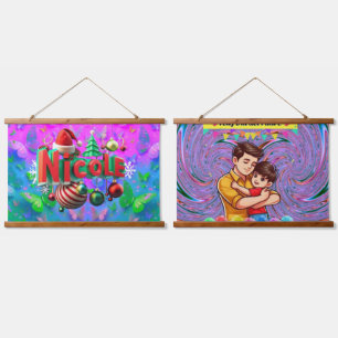 Our Wood-Topped Wall Tapestry features vivid color