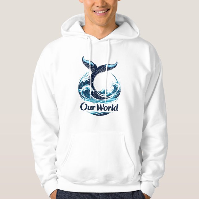 Our World Whale Tail Ocean Conservation Hoodie (Front)