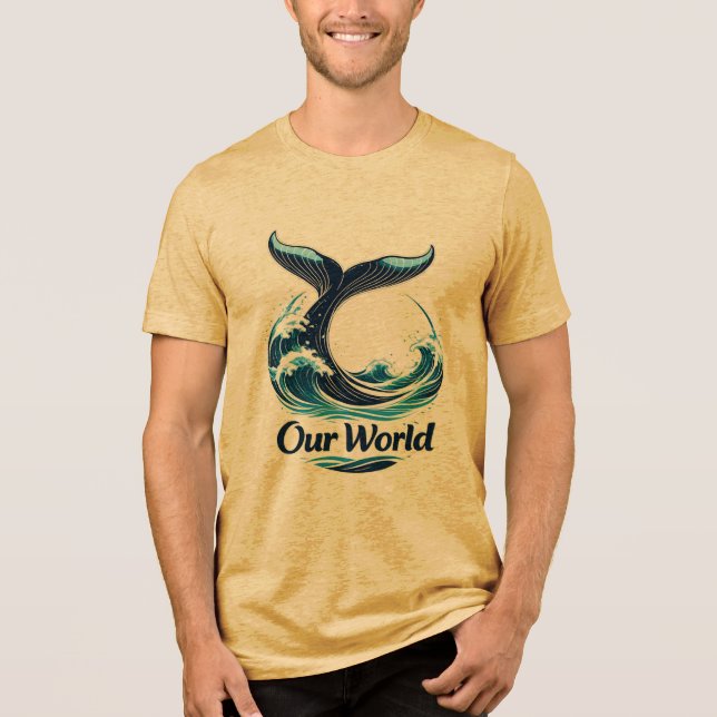 Our World Whale Tail Ocean Conservation Tri-Blend Shirt (Front)