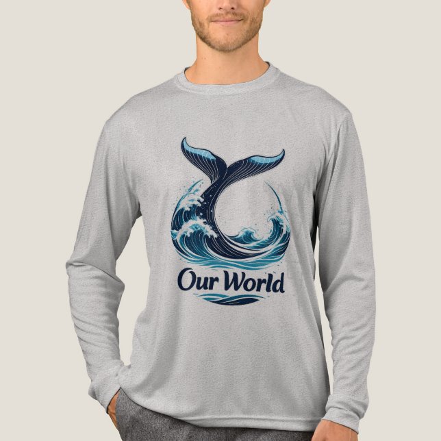 Our World Whale Tail Ocean Conservation Tri-Blend Shirt (Front)