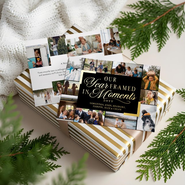 Our Year Framed in Moments Family Photos Christmas Foil Holiday Card (Our Year Framed in Moments Family Photos Christmas Foil Holiday Card4)