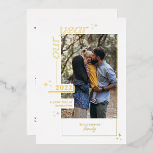 Our Year in Review l Year Full of Memories Photo Foil Holiday Card
