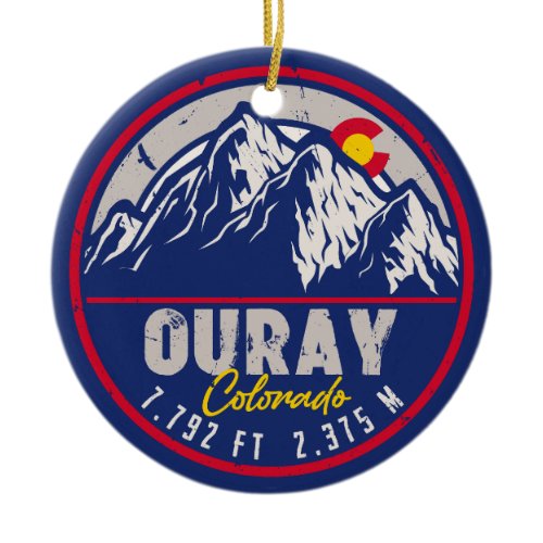 Ouray Colorado Flag Camping Hiking Souvenirs 80s Ceramic Ornament