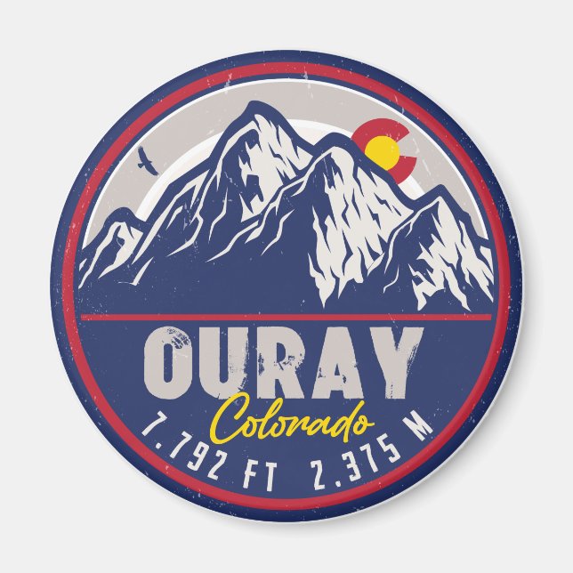 Ouray Colorado Flag Camping Hiking Souvenirs 80s Magnet (Front)