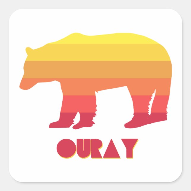 Ouray Colorado Rainbow Bear Square Sticker (Front)
