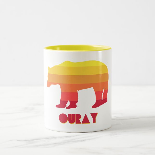 Ouray Colorado Rainbow Bear Two-Tone Coffee Mug (Center)