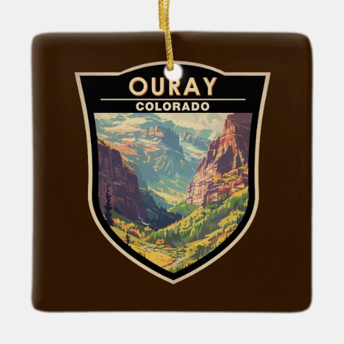 Ouray Colorado Travel Art Vintage Ceramic Ornament