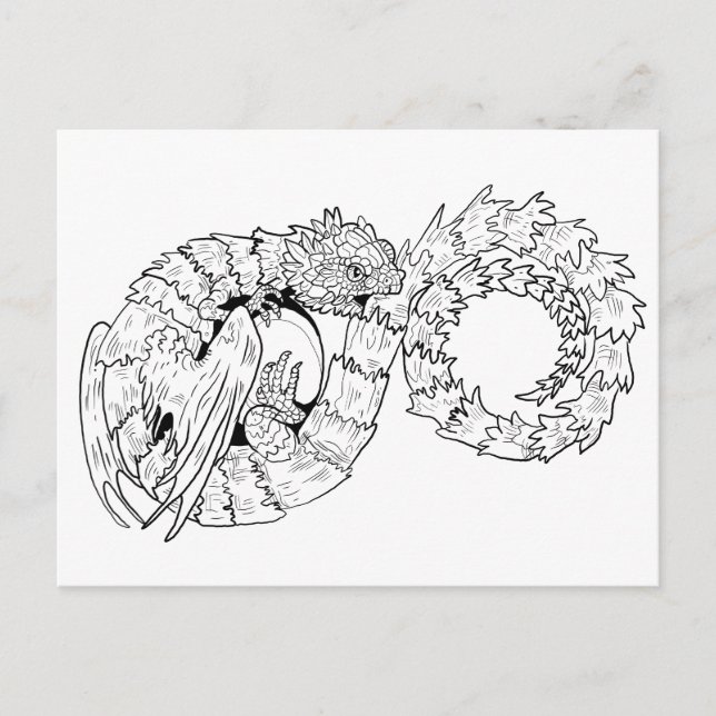 Ourboros Eternity Dragon Coloring Postcard (Front)