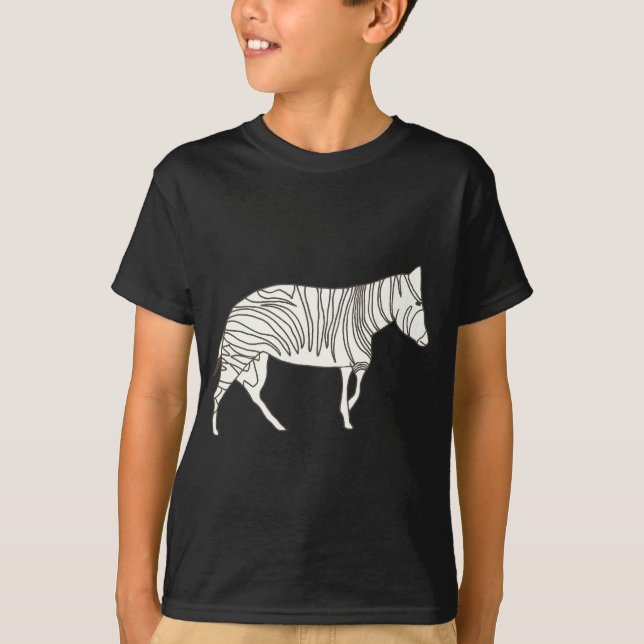 Ourline Drawing of Zebra Walking, Tee Shirts (Front)
