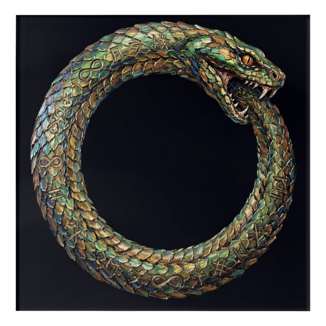 Ouroboros — Ancient Serpent Symbol Runic Poster Acrylic Print (Front)