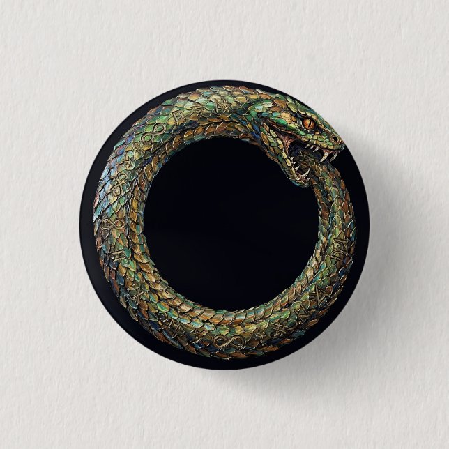 Ouroboros — Ancient Serpent Symbol Runic Poster Button (Front)