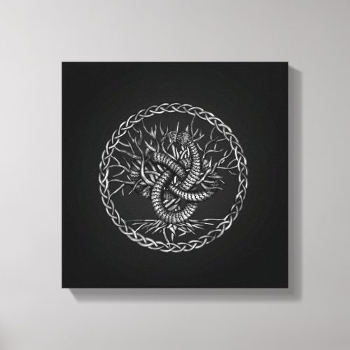 Ouroboros Celtic Knot with Tree of Life Canvas Print