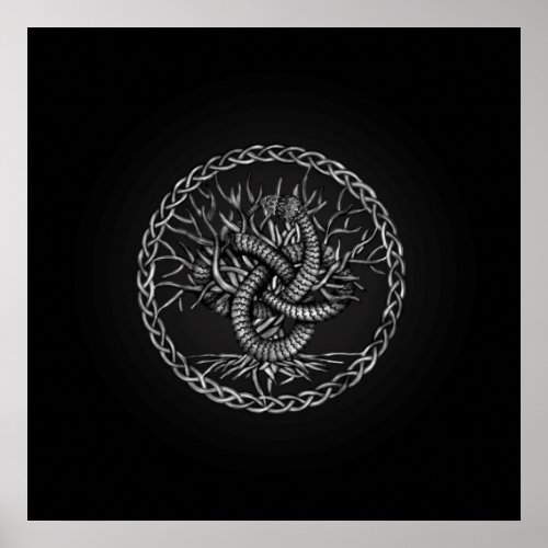 Ouroboros Celtic Knot with Tree of Life Poster