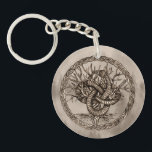 Ouroboros Celtic Knot with Tree of Life Sepia Keychain<br><div class="desc">Ouroboros Celtic Knot with Tree of Life Sepia</div>