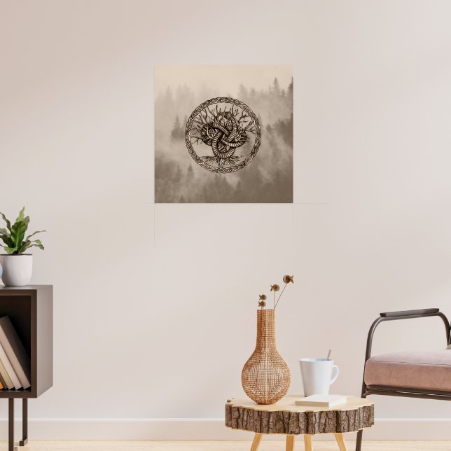 Ouroboros Celtic Knot with Tree of Life Sepia Poster | Zazzle