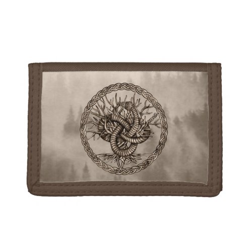 Ouroboros Celtic Knot with Tree of Life Sepia Trifold Wallet
