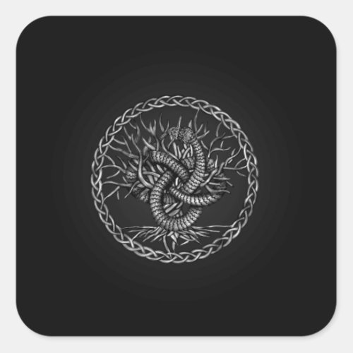 Ouroboros Celtic Knot with Tree of Life Square Sticker